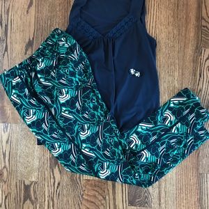 J. Crew Easy pants in green and navy print sz 00
